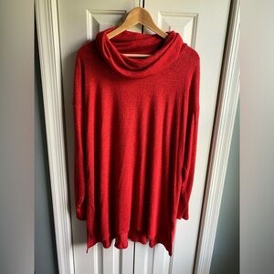 Lane Bryant Cowl Neck Long Sleeve Tunic Length Sweater Red Heathered Size 18/20